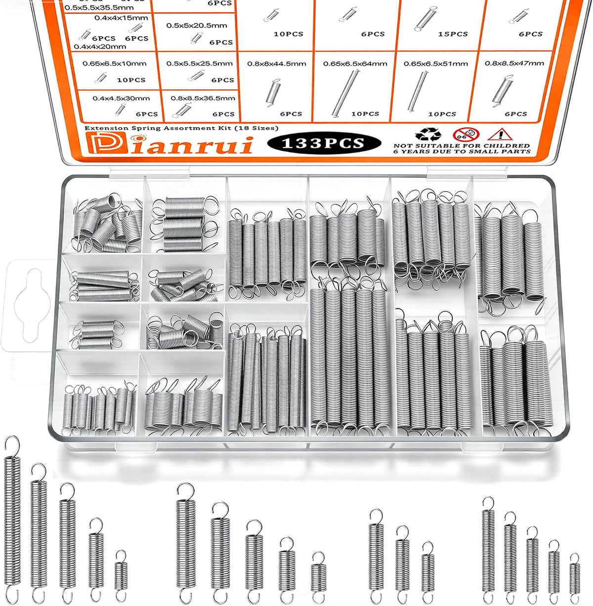 Dianrui 300PCS Compression Springs Assortment Kit 23 Different Sizes Small Spring 304 Stainless Steel Mechanical Mini Springs for DIY Repair Project