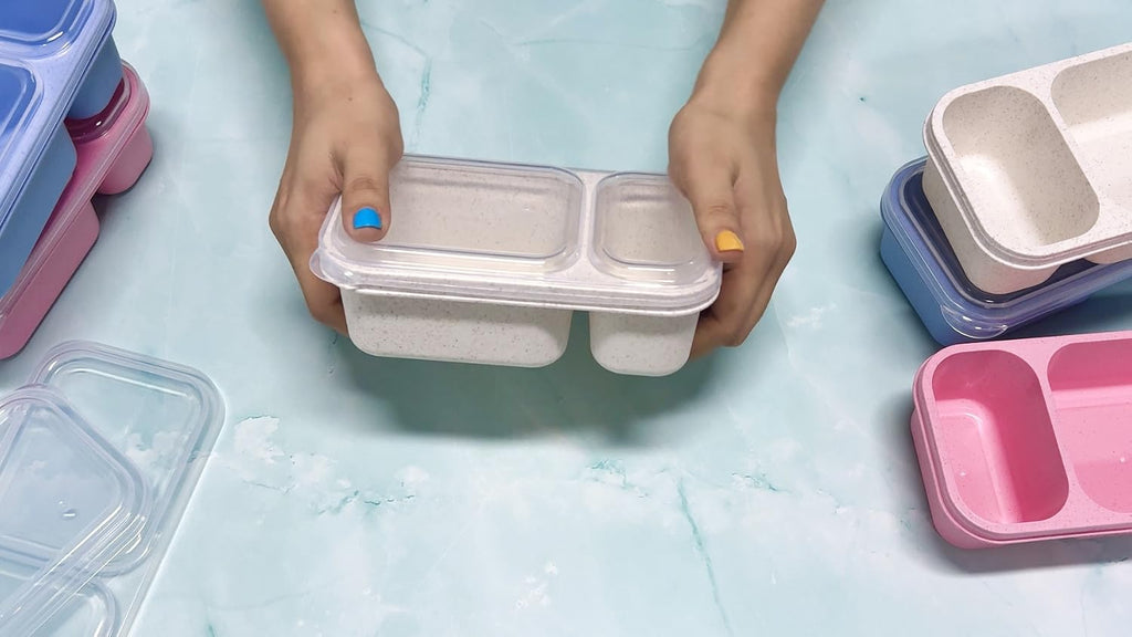 DOSEWART 6Pack 2-Compartment Reusable Snack Containers with Lids