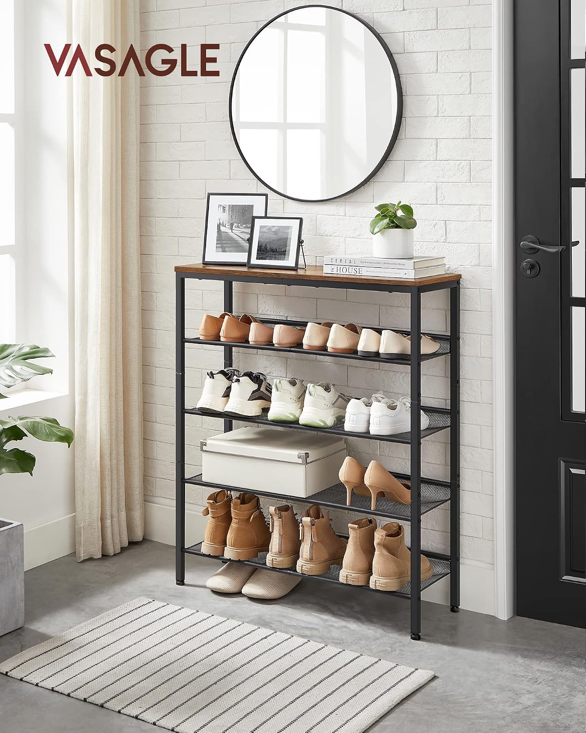 VASAGLE 5-Tier Shoe Rack, Adjustable, Freestanding