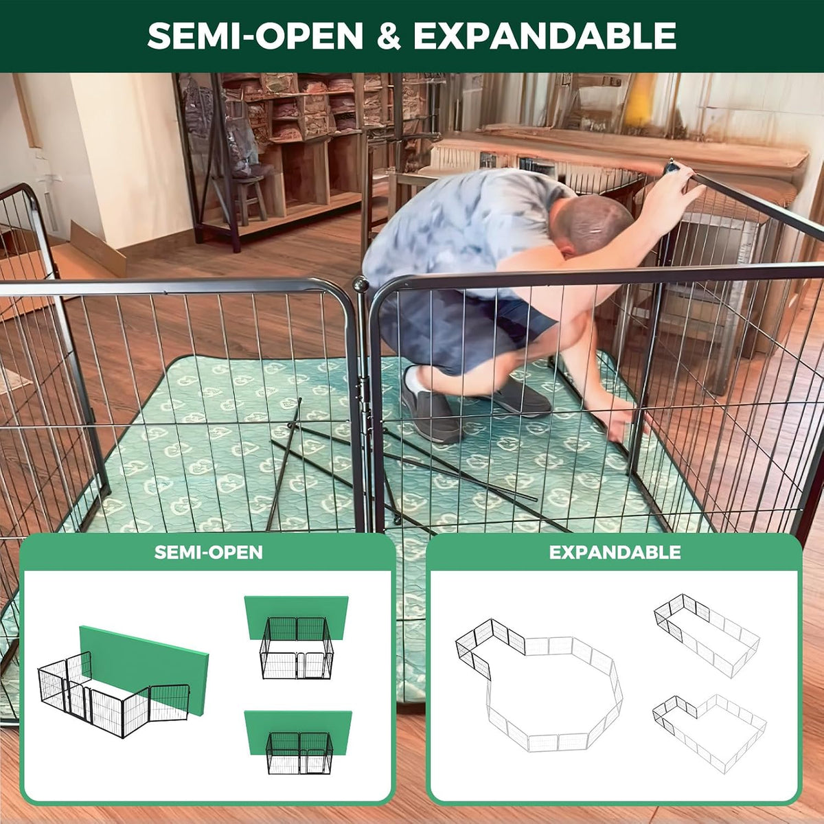 FXW Homeplus Indoor Dog Playpen, 24" H, 6 Panels, for Puppies & Small Dogs