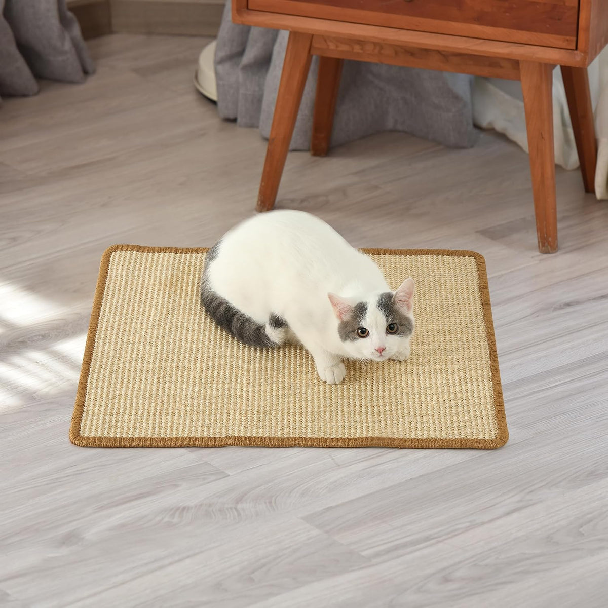 FUKUMARU Cat Scratcher Mat, 23.6 X 15.7 Inch Natural Sisal Cat Scratch Mat