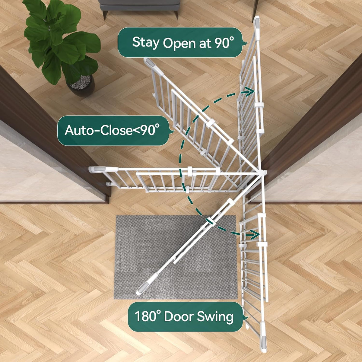 Babelio No Bottom Bar Baby Gate, 28" H x 26-43" W, White