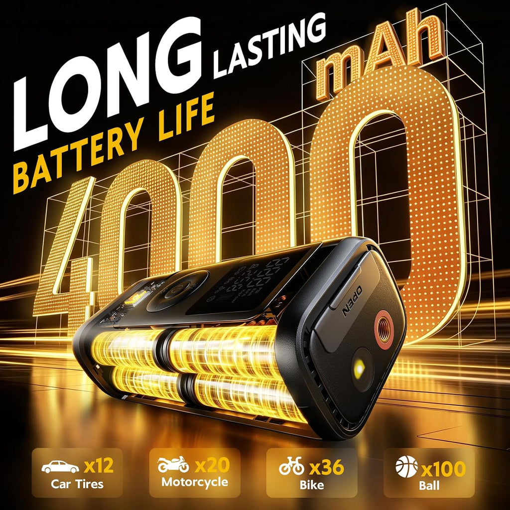 Smart Tire Inflator, Auto Shut-Off at Target PSI, Portable Air Compressor
