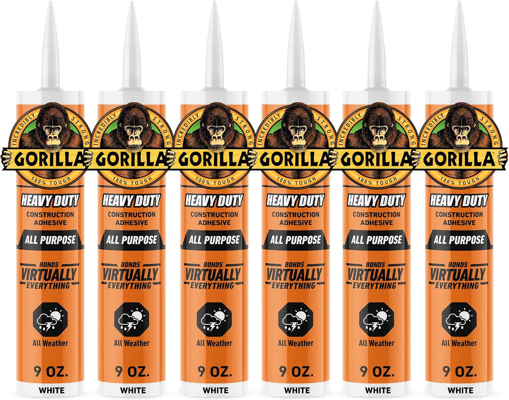 Gorilla Heavy Duty Construction Adhesive, Gap Filling, 9 oz Cartridge