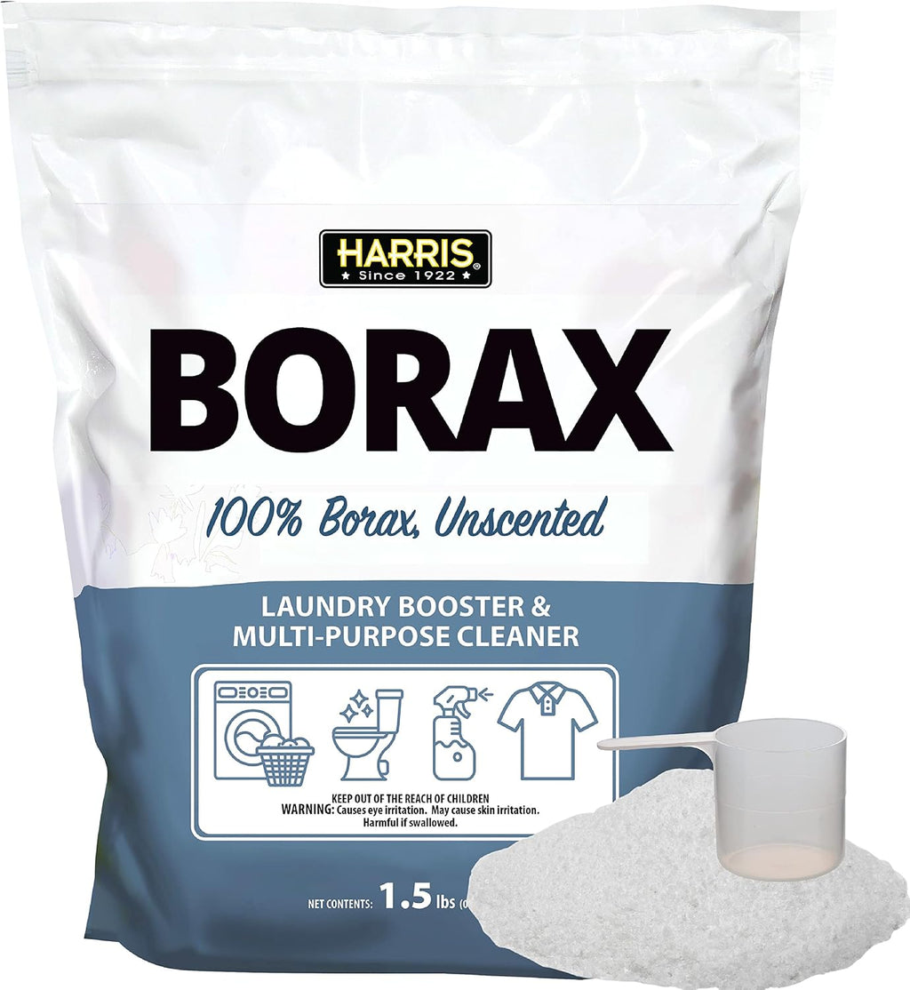 Harris Borax Powder Hard Water Laundry Booster and Powerful Multi-Purpose Cleaner, 1.5lb (Unscented)