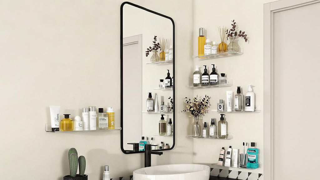 Lifewit Acrylic Floating Shelves for Bathroom 14" Clear, 4 Pack