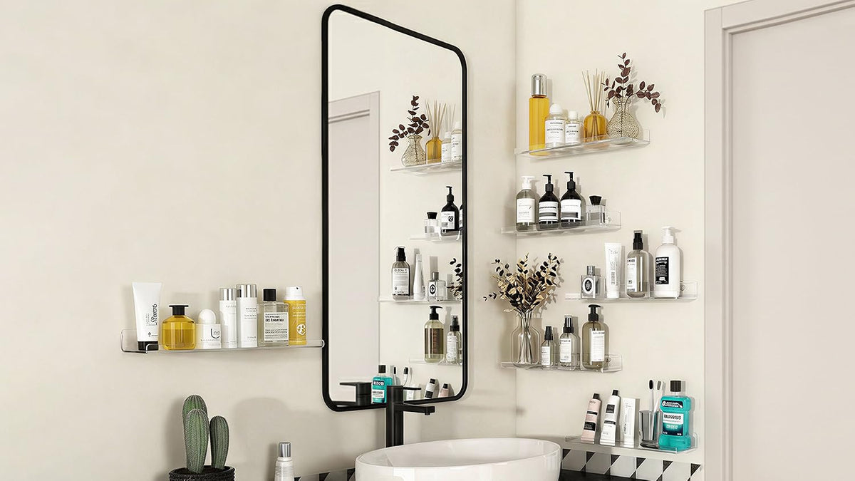 Lifewit Acrylic Floating Shelves for Bathroom 14" Clear, 4 Pack