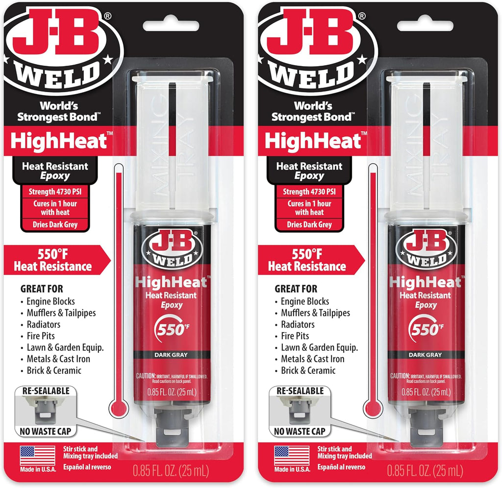 J-B Weld High Heat Syringe, Dark Grey - 25ml 2 Pack