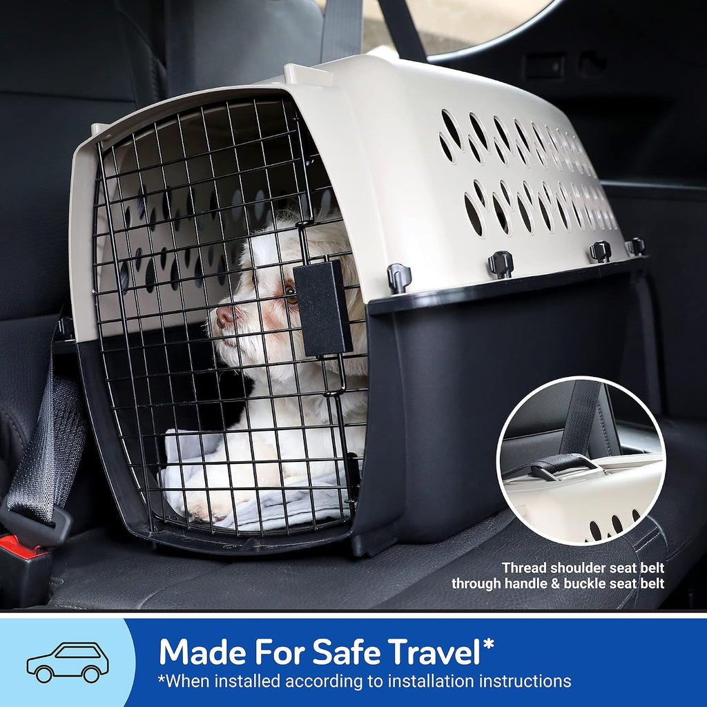 Petmate Vari Dog Kennel, Portable Pet Carrier, Taupe and Black, 28in