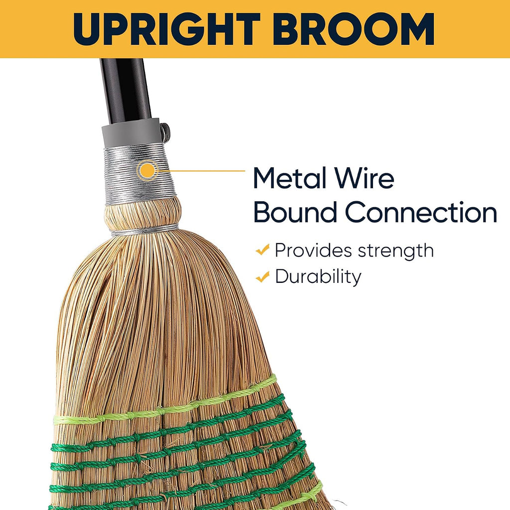 Yocada Heavy-Duty Corn Broom Commercial Indoor Outdoor Broom 59.8 inch Tall
