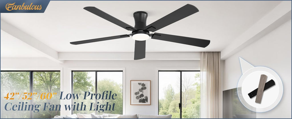 Fanbulous 52 inch Ceiling Fan with Light, Low Profile, App & Remote Control