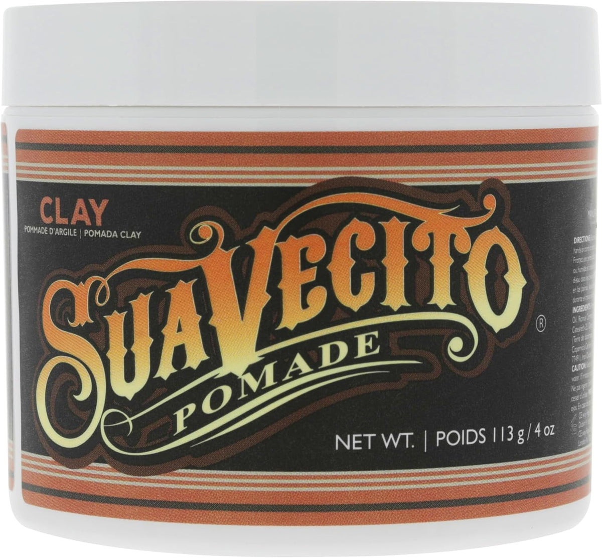 Suavecito Pomade Firme Clay for Men - Strong Hold, Low Shine Matte Finish - Professional Hair Styling Clay for Added Volume and Definition - 4 oz