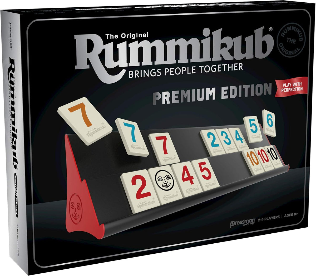 Rummikub Premium Edition by Pressman - Features Racks - Large Number Engraved Tiles and a Storage Bag for The Ultimate Rummikub Experience by Pressman , Silver
