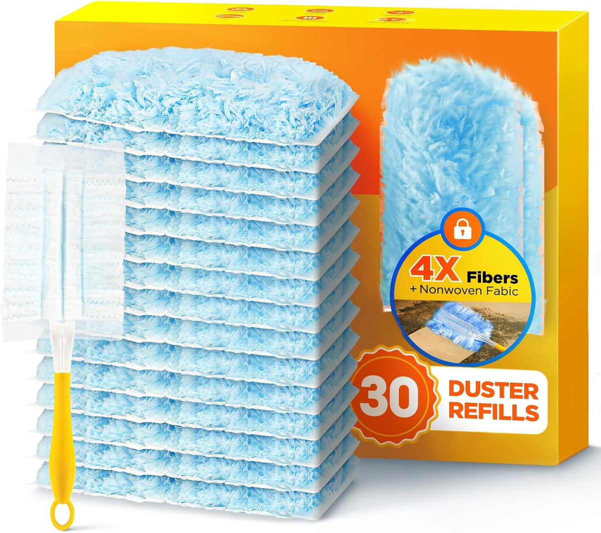 REKOPI 30 Count One-Sided Duster Refills Compatible with Swiffer Duster