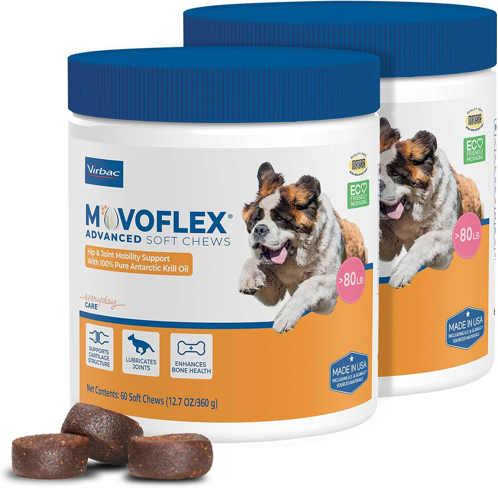 MOVOFLEX Advanced Soft Chews Hip and Joint Support Supplement for Medium Dogs - 60 Count by Virbac