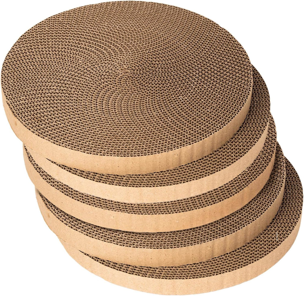 Round Cat Scratcher Refill - 10 Inch Diameter, 7/8 Inch Thickness - Cardboard Cat Scratcher Scratching Board Replacement Pads (2pcs) for Indoor Cats
