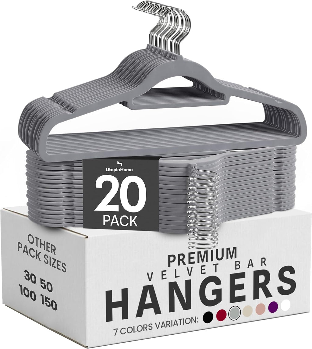 Utopia Home Velvet Hangers 100 Pack – Premium Hangers with Tie Bar - Black