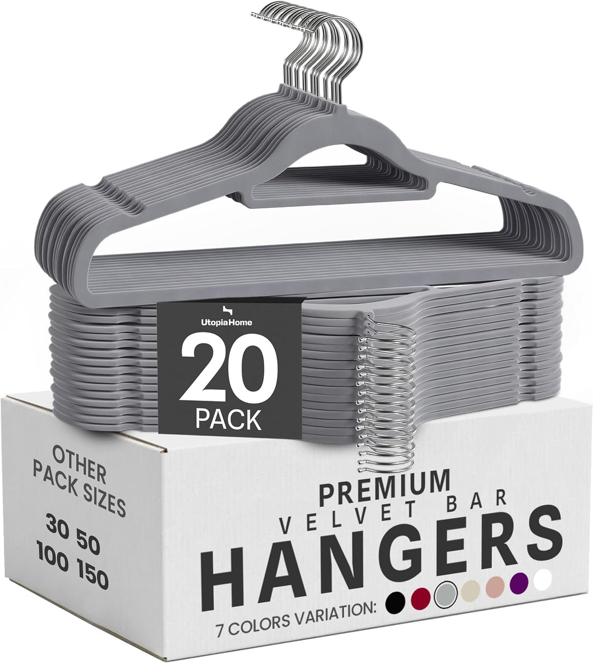 Utopia Home Velvet Hangers 100 Pack – Premium Hangers with Tie Bar - Black