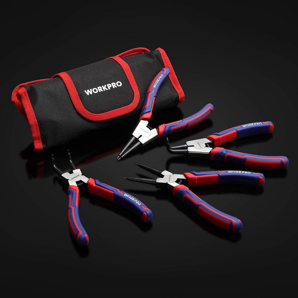 WORKPRO 4-Piece Snap Ring Pliers Set with Storage Pouch