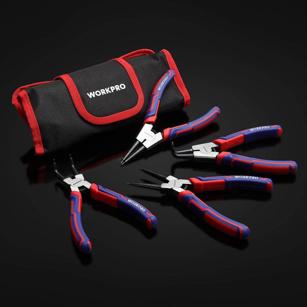 WORKPRO 4-Piece Snap Ring Pliers Set with Storage Pouch