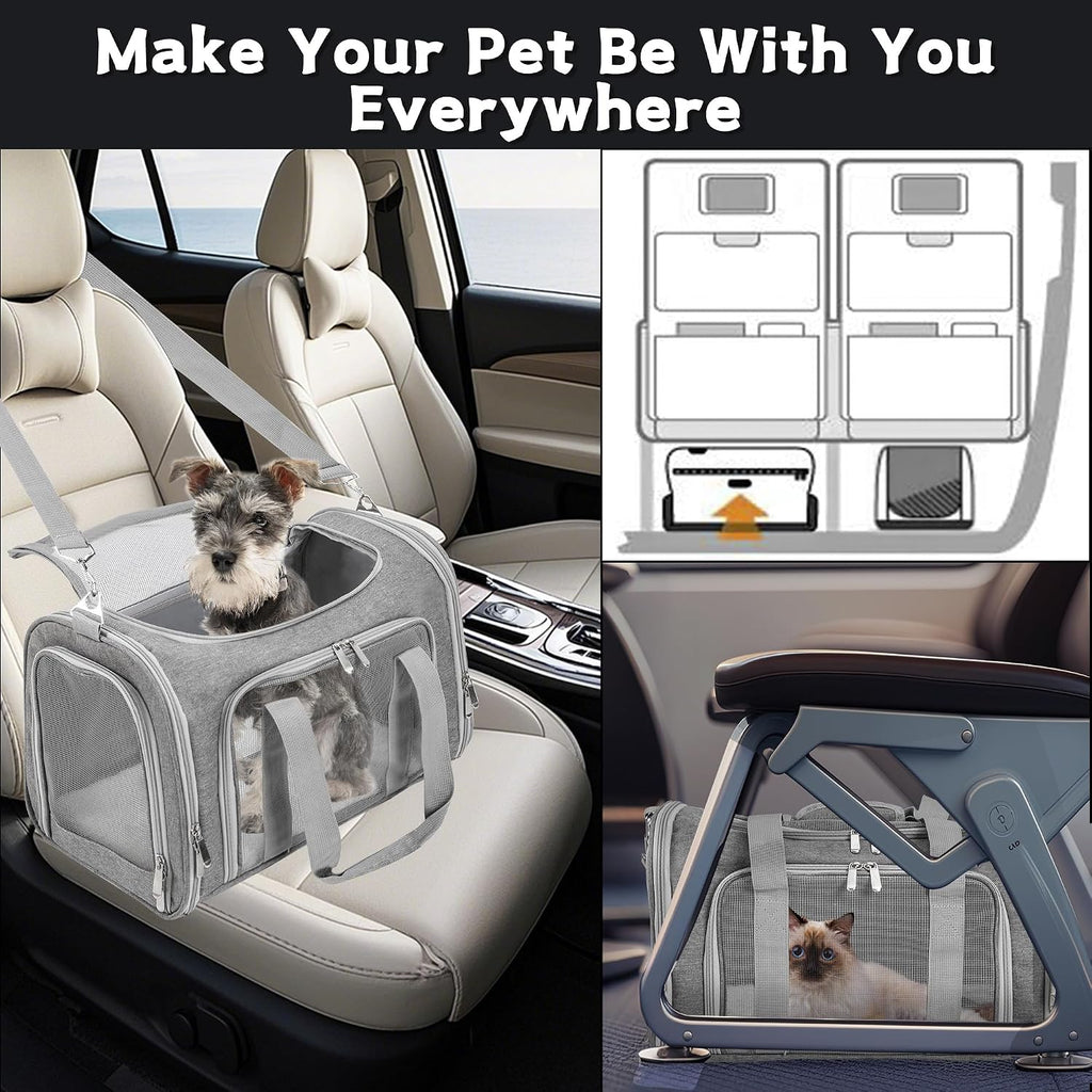 Soft-Sided Cat/Dog/Pet Carrier, Collapsible Pets Travel Carriers