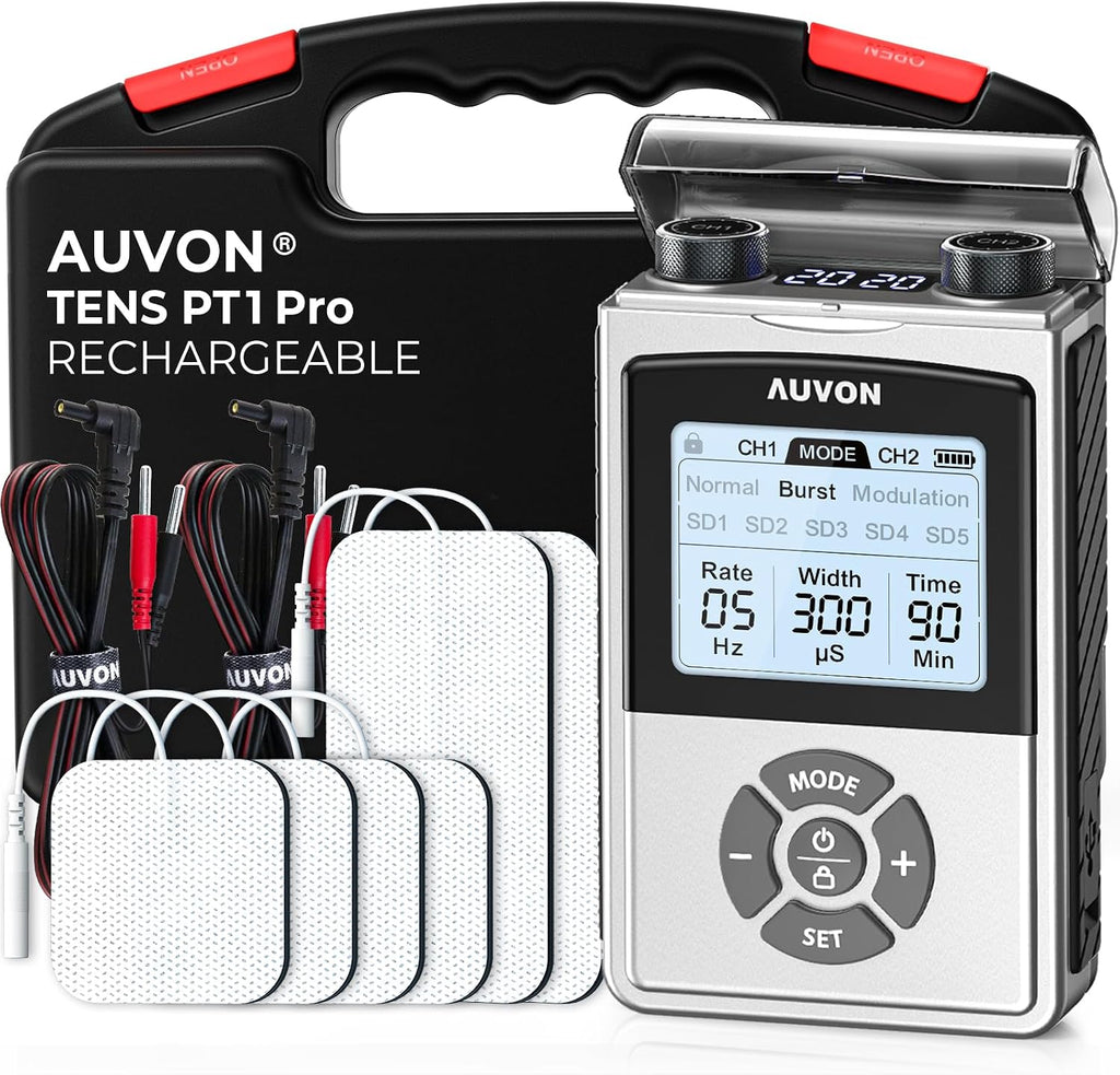 AUVON Rechargeable Digital TENS Unit Muscle Stimulator with 600 mAh Battery