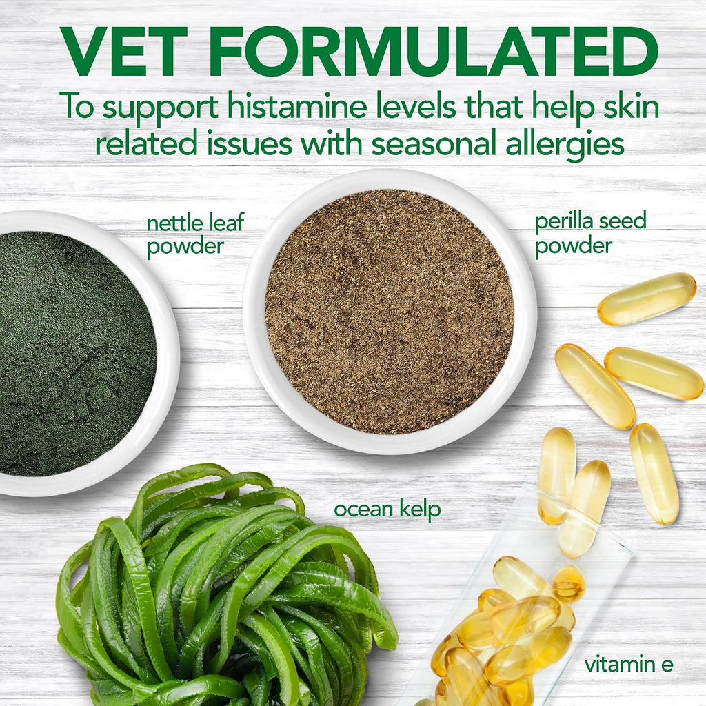 Vet's Best Seasonal Allergy Chewable Tablets for Dogs, Soothes Dog, 60ct | Seasonal Allergy Relief Tablets, Helps Soothe Itchy Skin, Supports Healthy Skin & Coat, Daily Chewable Formula