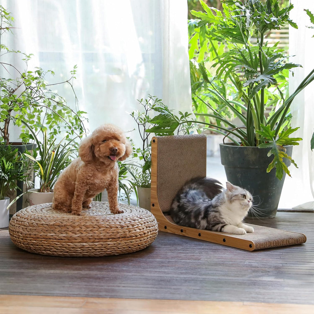 FUKUMARU Cat Scratcher, 26.8 Inch L Shaped Cat Scratch Pad for Indoor Cats