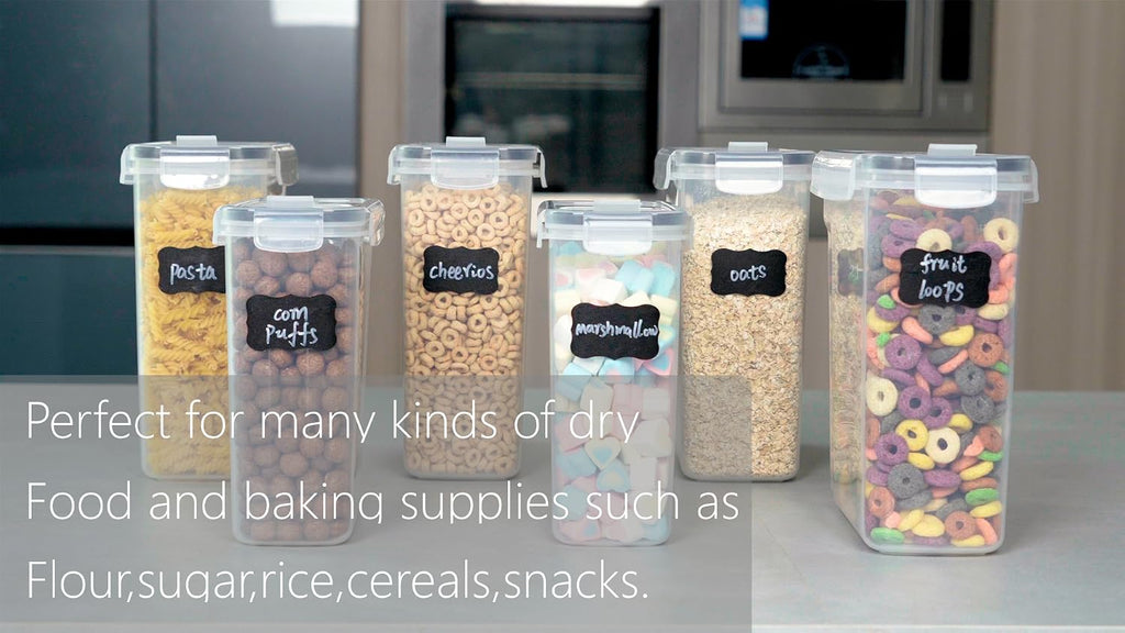 FOOYOO Cereal Containers Storage Set - 4 Piece Airtight Large Food Storage Containers(135.2oz), BPA Free Dispenser Plastic Cereal Storage Containers