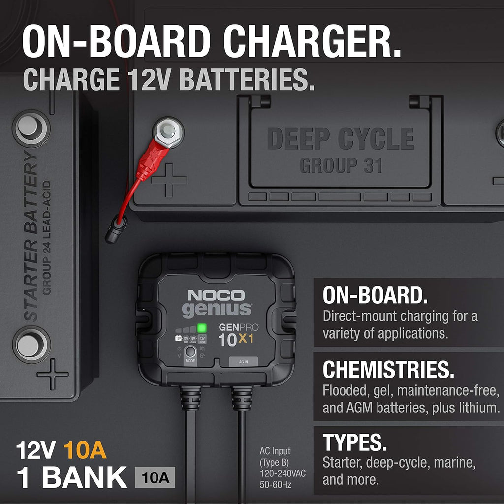 NOCO GENPRO10X1 12V 10A 1-Bank OnBoard Marine Battery Charger & Maintainer