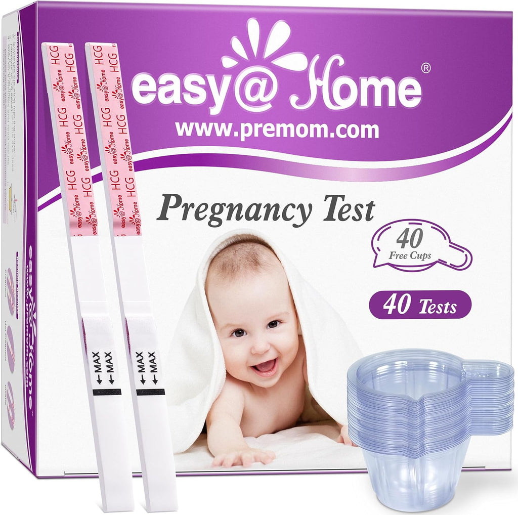 easy@Home Pregnancy Test Strips 40 Pack with Urine Cups