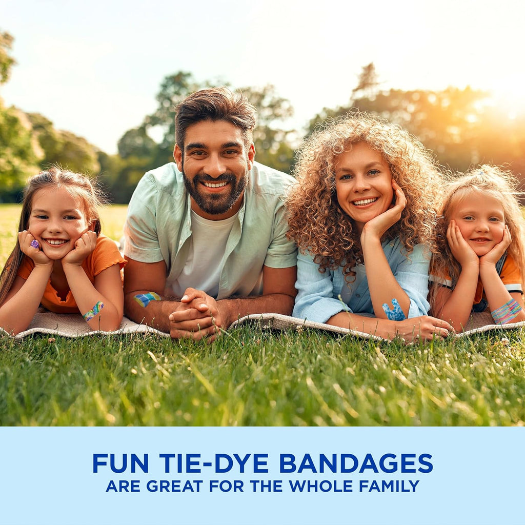 BAND-AID Brand Flexible Fabric Adhesive Bandages, Tie-Dye Designs, 100 Ct