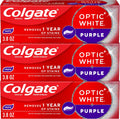 Colgate Optic White Purple Toothpaste with Fluoride, 3 Pack, 3.8 oz