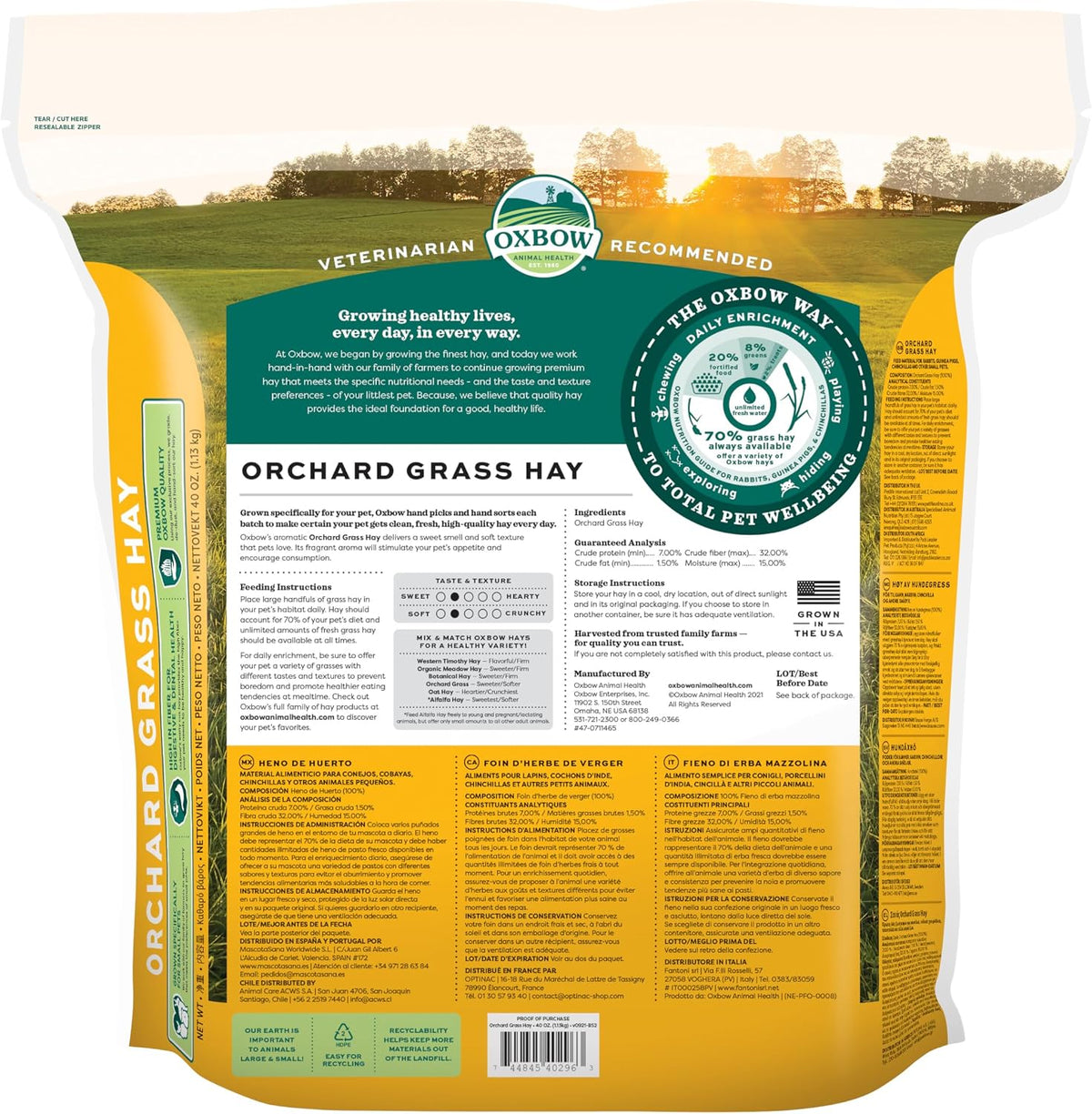 Oxbow Orchard Hay, Rabbit & Guinea Pig Hay, Hand-Sorted, De-Dusted, 40 oz