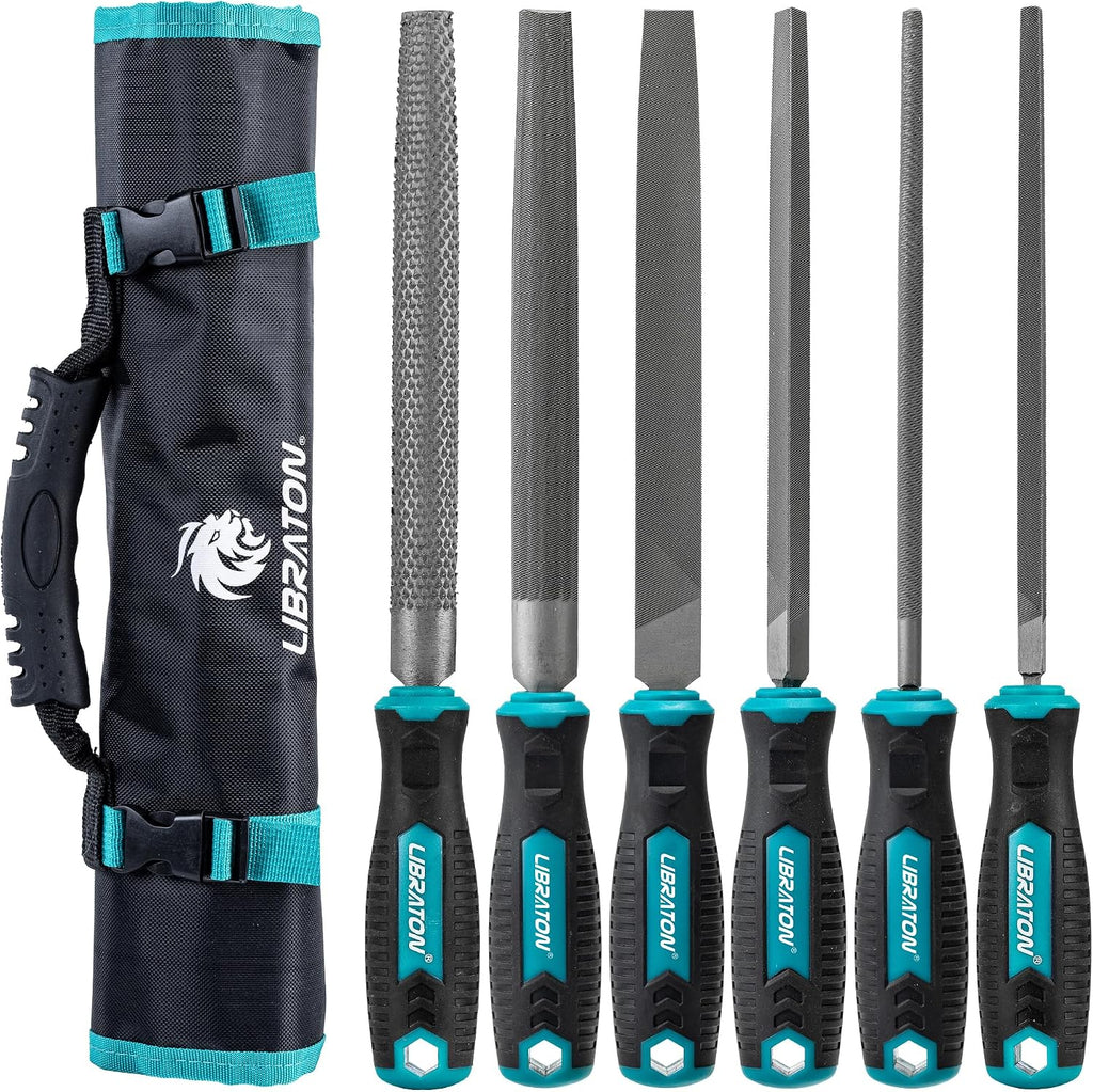 LIBRATON 13PCS Small Needle Files Set, 6 Carbon Steel & 6 Diamond File Set