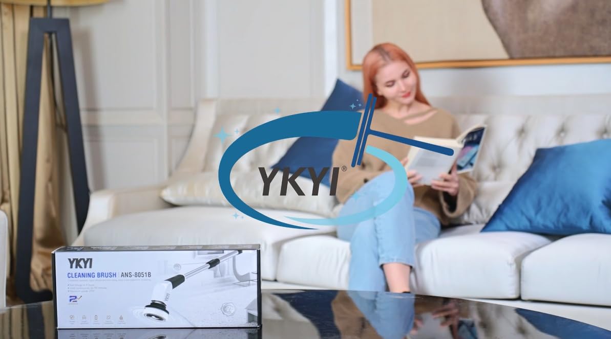 YKYI Electric Spin Scrubber, Cordless Power Cleaning Brush with Long Handle
