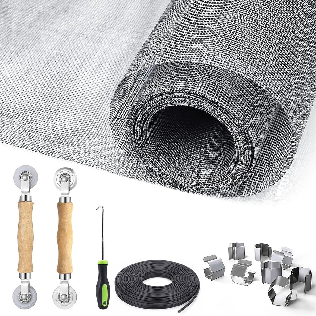 King&Charles Window Screen Replacement, 6in1 Window Screen Door Repair Kit