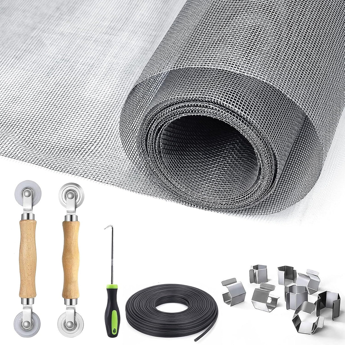 King&Charles Window Screen Replacement, 6in1 Window Screen Door Repair Kit