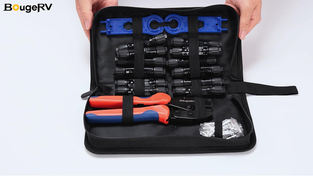 BougeRV Solar Crimper Tool Kit - Crimper, 12 Pairs Connectors, 2 Spanners