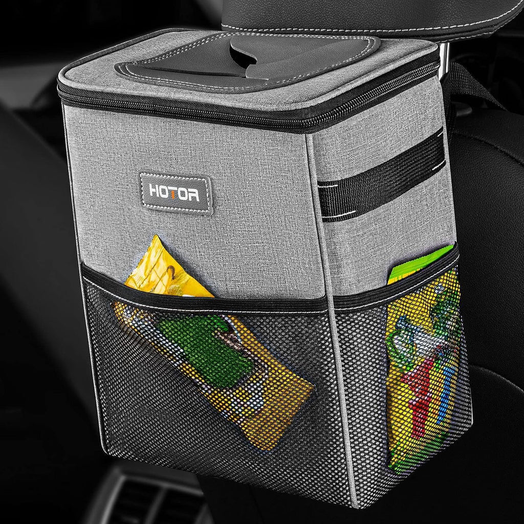 HOTOR Car Trash Can, Leakproof Car Organizer, 2-Gallon, Black