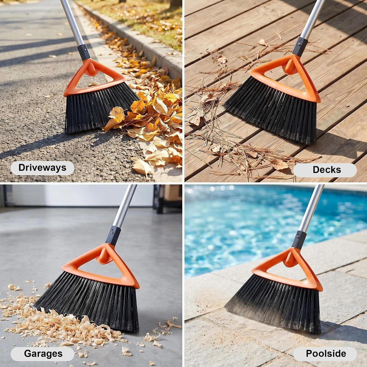 CLEANHOME Outdoor Broom for Sweeping Patio, Garage, Deck, Kitchen