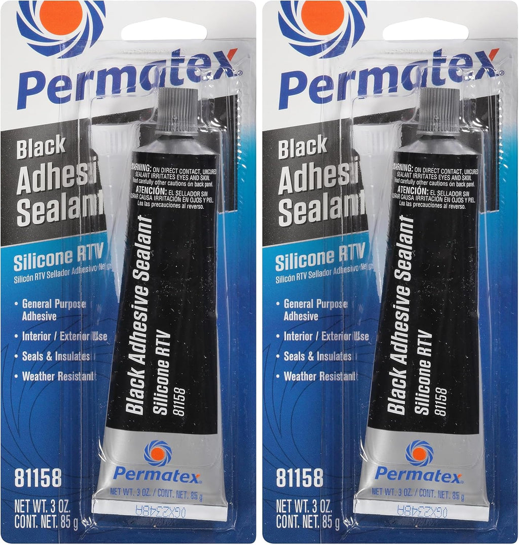 Permatex 81158 Black Silicone Adhesive Sealant, 3 oz. Tube, Pack of 1