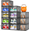 Sturdy Clear Shoe Organizer with Magnetic Door, Stackable Shoe Storage Box