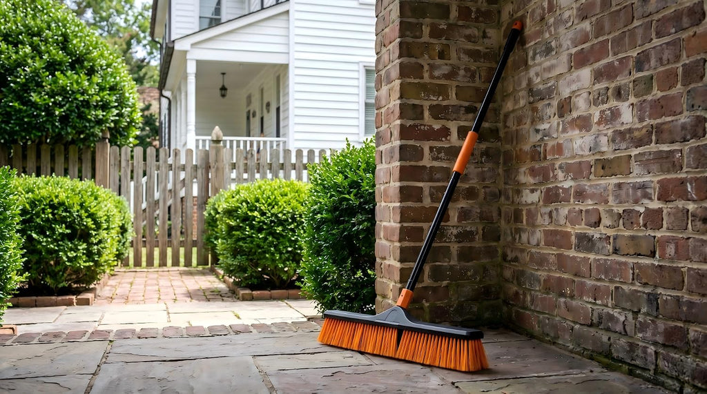 CLEANHOME 24" Push Broom Brush Outdoor for Shop, Deck, Garage, Concrete