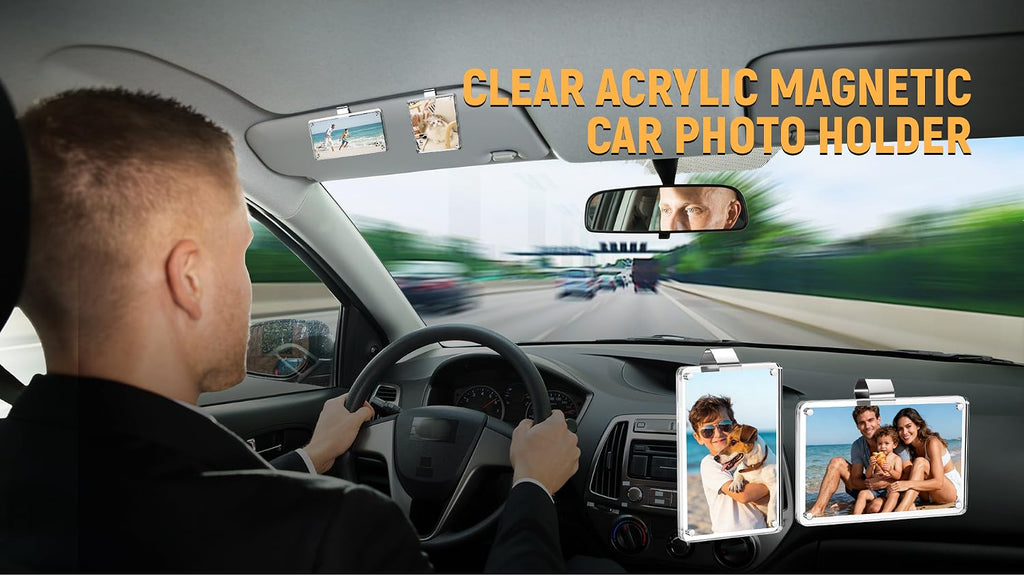 2 Pack Car Picture Holder and Visor Photo Clip, Car Sun Visor Picture Frame