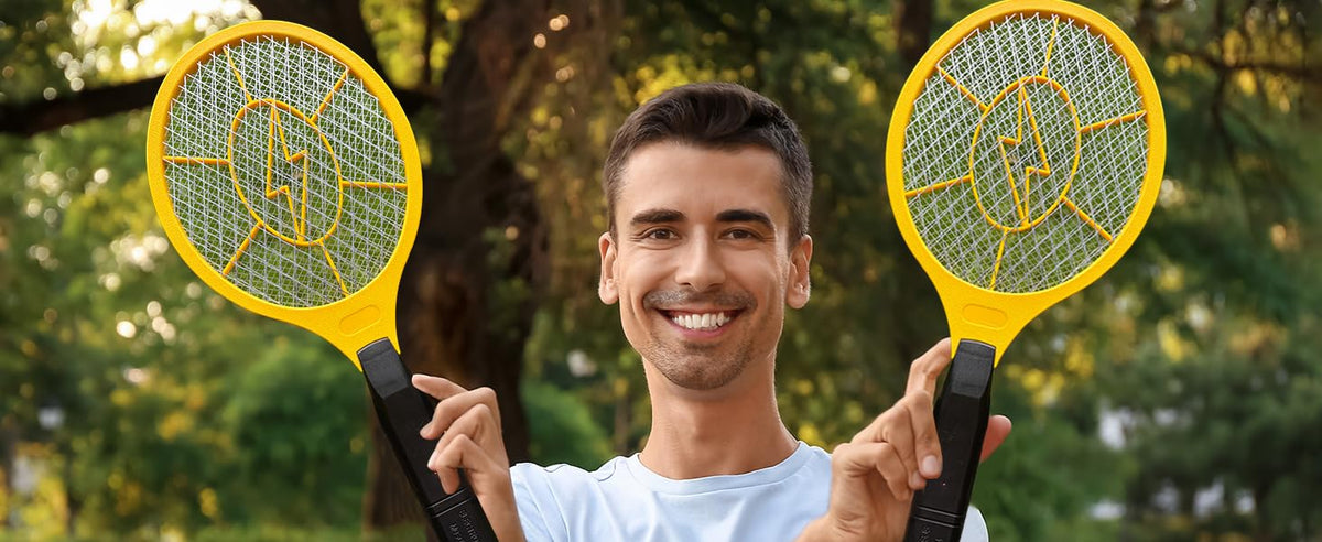 Electric Fly Swatter, 2 Pack, Handheld Bug Zapper Racket