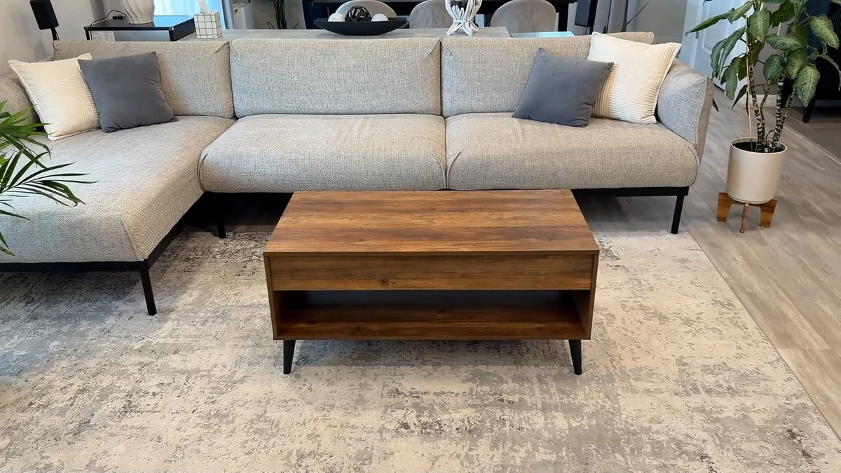 VASAGLE Lift Top Coffee Table with Hidden Storage, Gas Spring