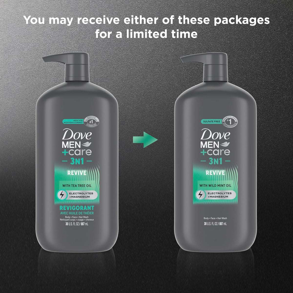 DOVE MEN + CARE Body & Face Wash Invigorating Revive 3N1 with 30 oz