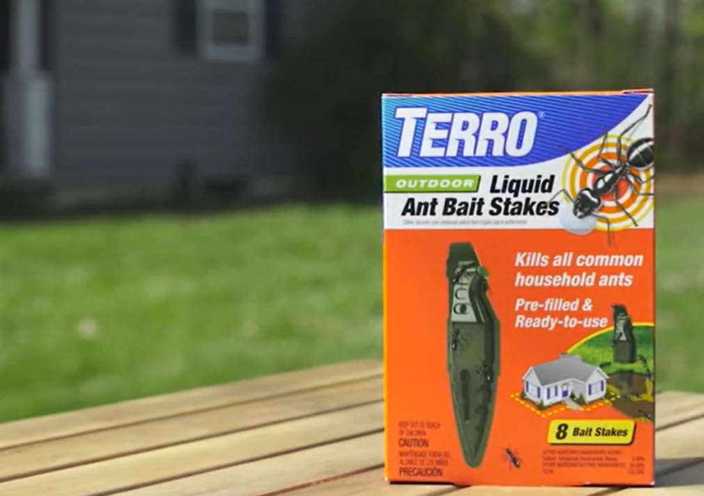 TERRO Outdoor Liquid Ant Bait Stakes, 12-Pack, Ready-to-Use Ant Killer Trap