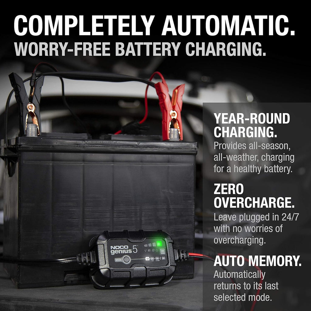 NOCO GENIUS5 5A 6/12V Smart Battery Charger, Trickle Charger & Maintainer